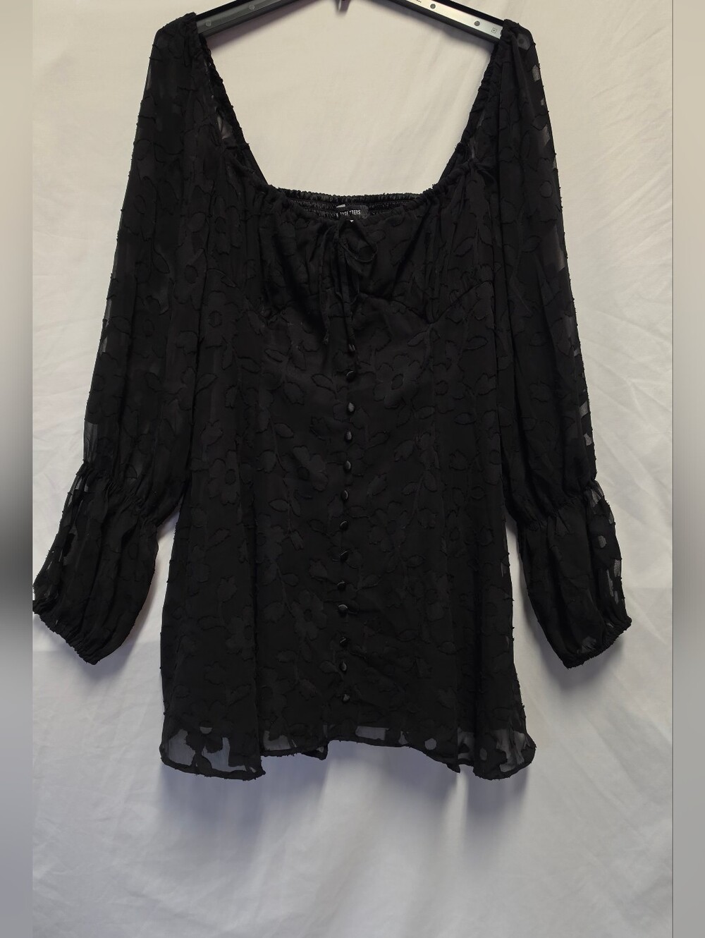 Urban Outfitters Black Textured Floral Sheer Mini Dress